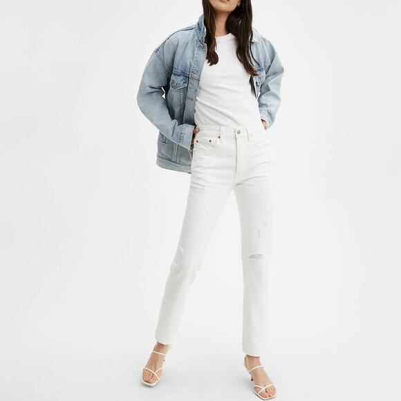 [Levi's] 501 White Don't Mind If I Do Distressed Ripped Knee Skinny Jean NWT 29 - Picture 1 of 12